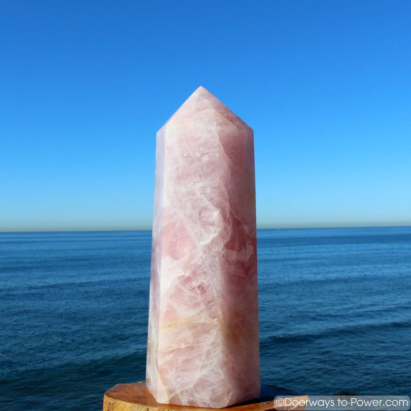 Graceful 15.5" John of God Rose Quartz Generator Crystal Point 21 lbs
