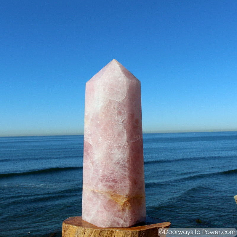 Graceful 15.5" John of God Rose Quartz Generator Crystal Point 21 lbs