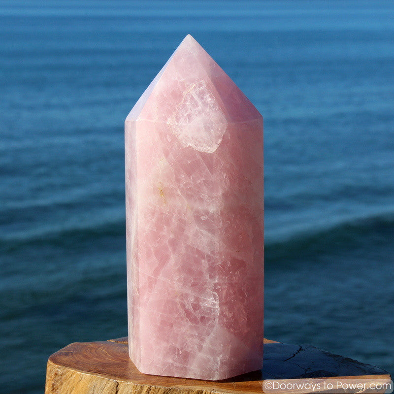 Elegant 10" John of God Rose Quartz Crystal Generator Point