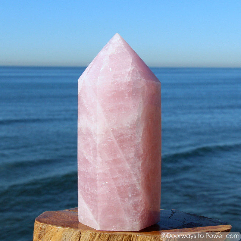 Elegant 10" John of God Rose Quartz Crystal Generator Point