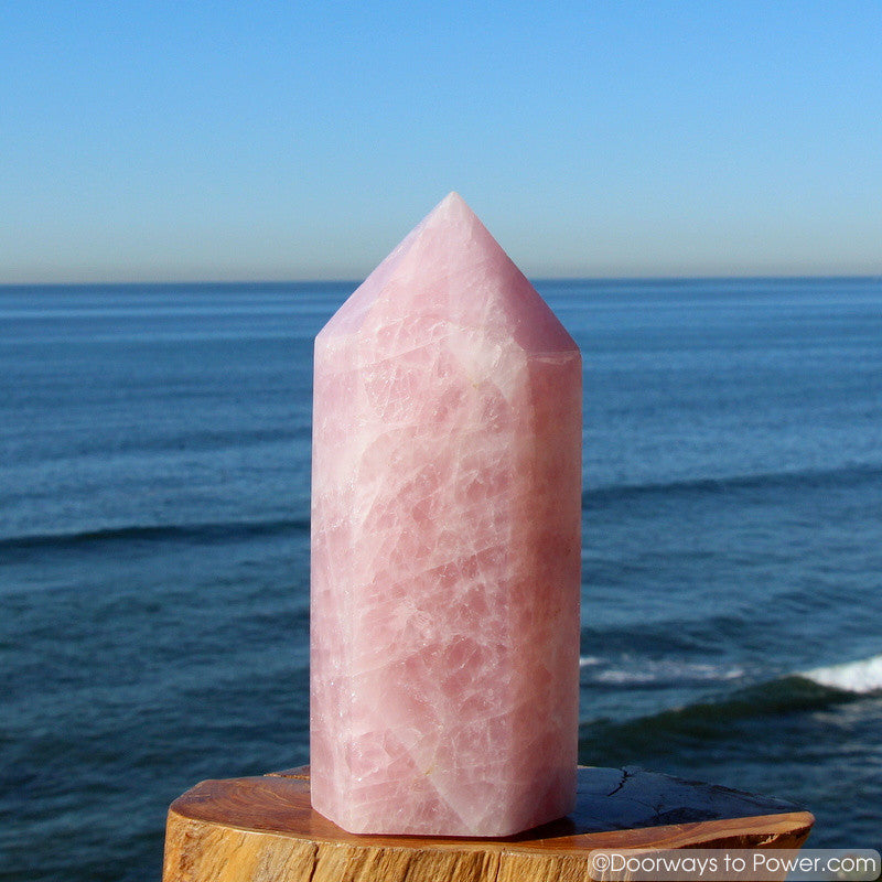 Elegant 10" John of God Rose Quartz Crystal Generator Point