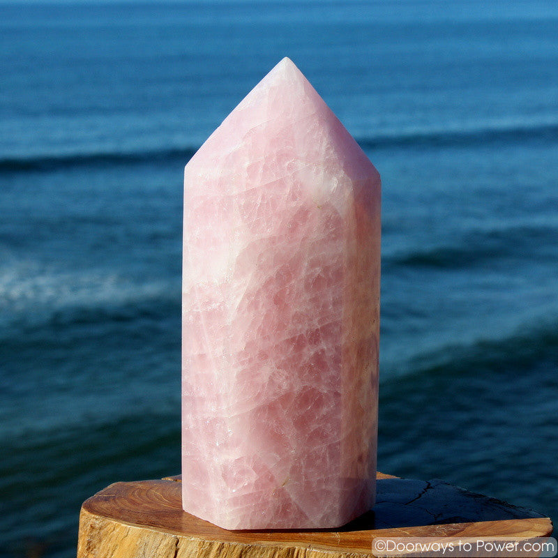 Elegant 10" John of God Rose Quartz Crystal Generator Point