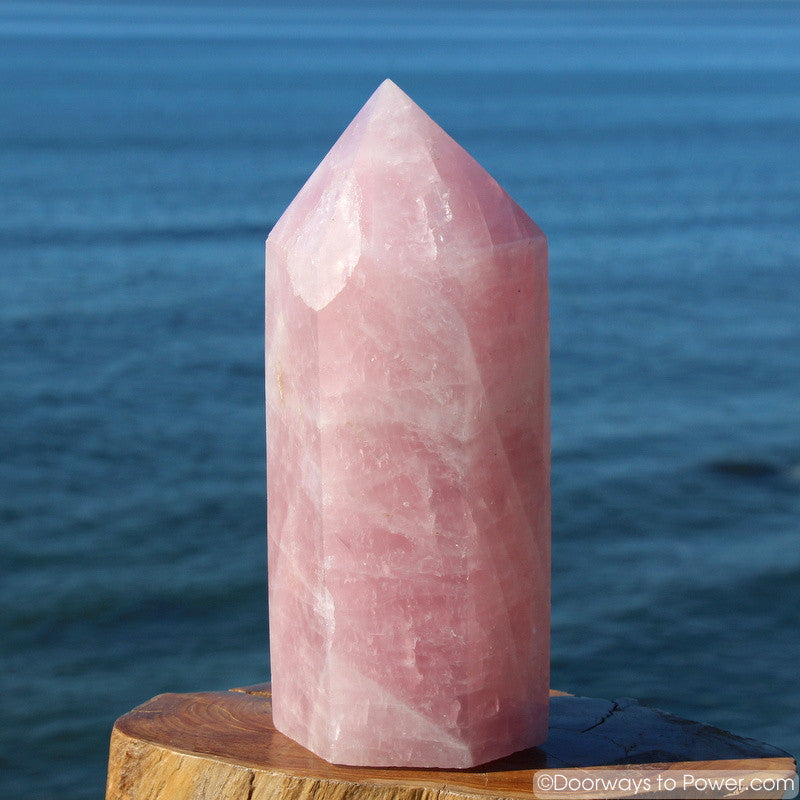 Elegant 10" John of God Rose Quartz Crystal Generator Point