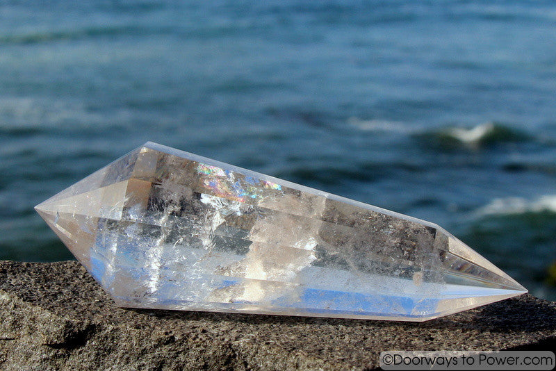 5.4" John of God Clear Quartz 12 Sided Vogel Crystal Healing Wand w/ Devic Temple