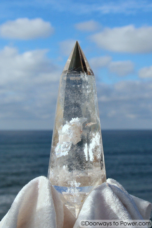 5.4" John of God Clear Quartz 12 Sided Vogel Crystal Healing Wand w/ Devic Temple