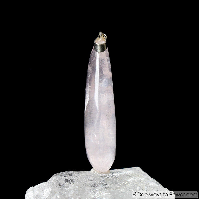 John of God Blessed Rose Quartz Crystal Drop Pendant