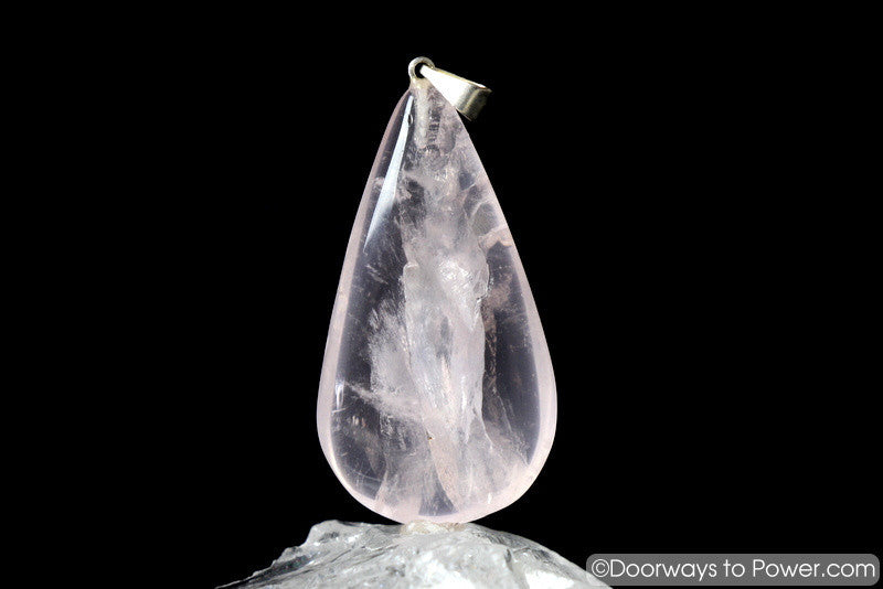 John of God Blessed Rose Quartz Crystal Drop Pendant