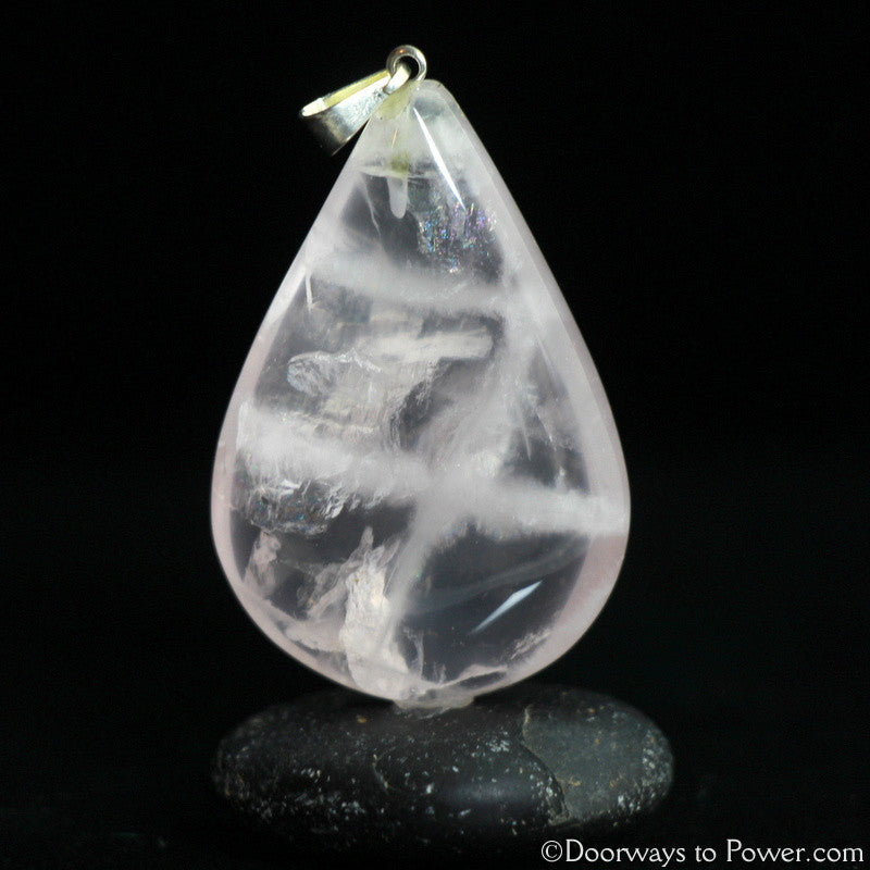 John of God Blessed Rose Quartz Crystal Drop Pendant