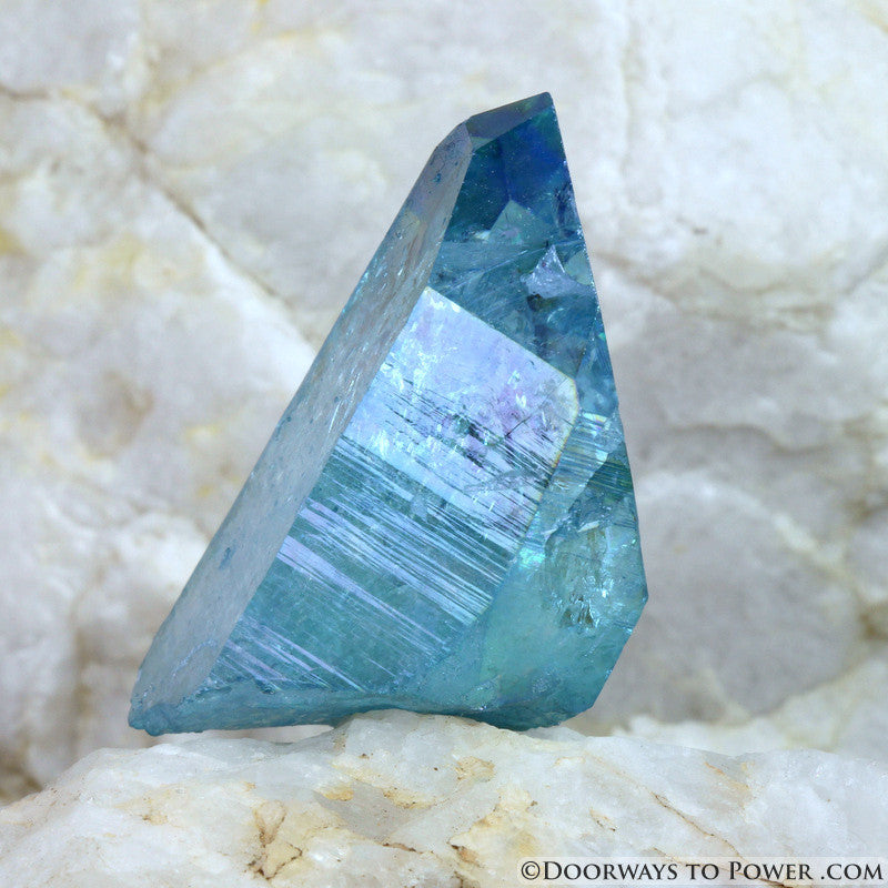 Aqua Aura Lemurian Crystal w/ Devic Temple and Starbrary