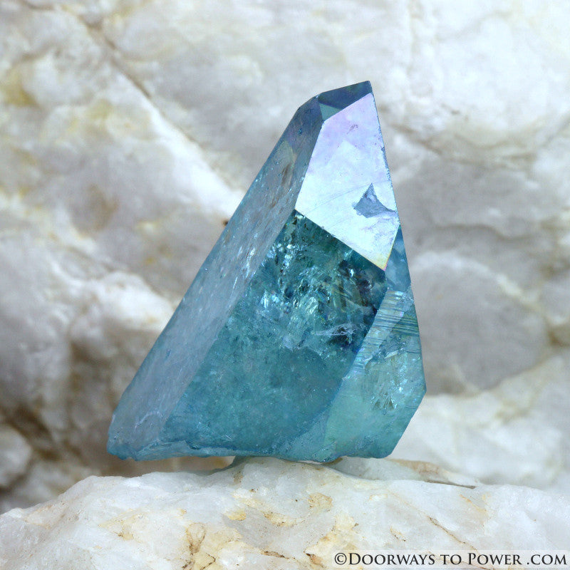 Aqua Aura Lemurian Crystal w/ Devic Temple and Starbrary
