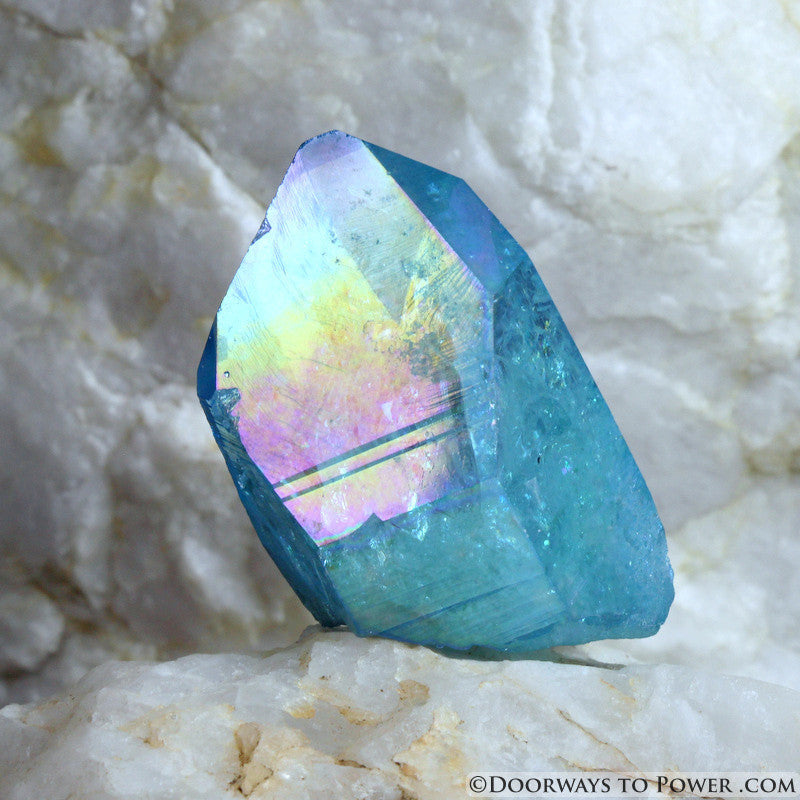 Aqua Aura Lemurian Crystal w/ Devic Temple and Starbrary