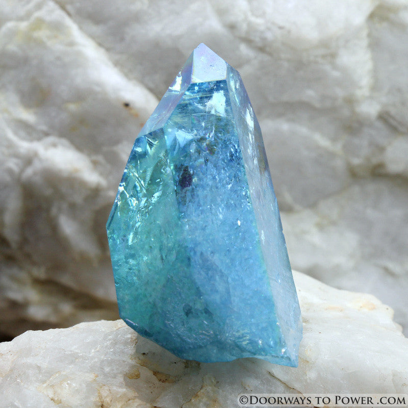 Aqua Aura Lemurian Crystal w/ Devic Temple and Starbrary