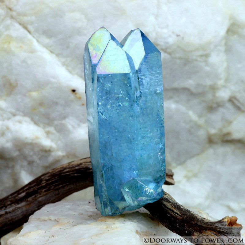 Aqua Aura Quartz Tantric Twin Time Link Crystal