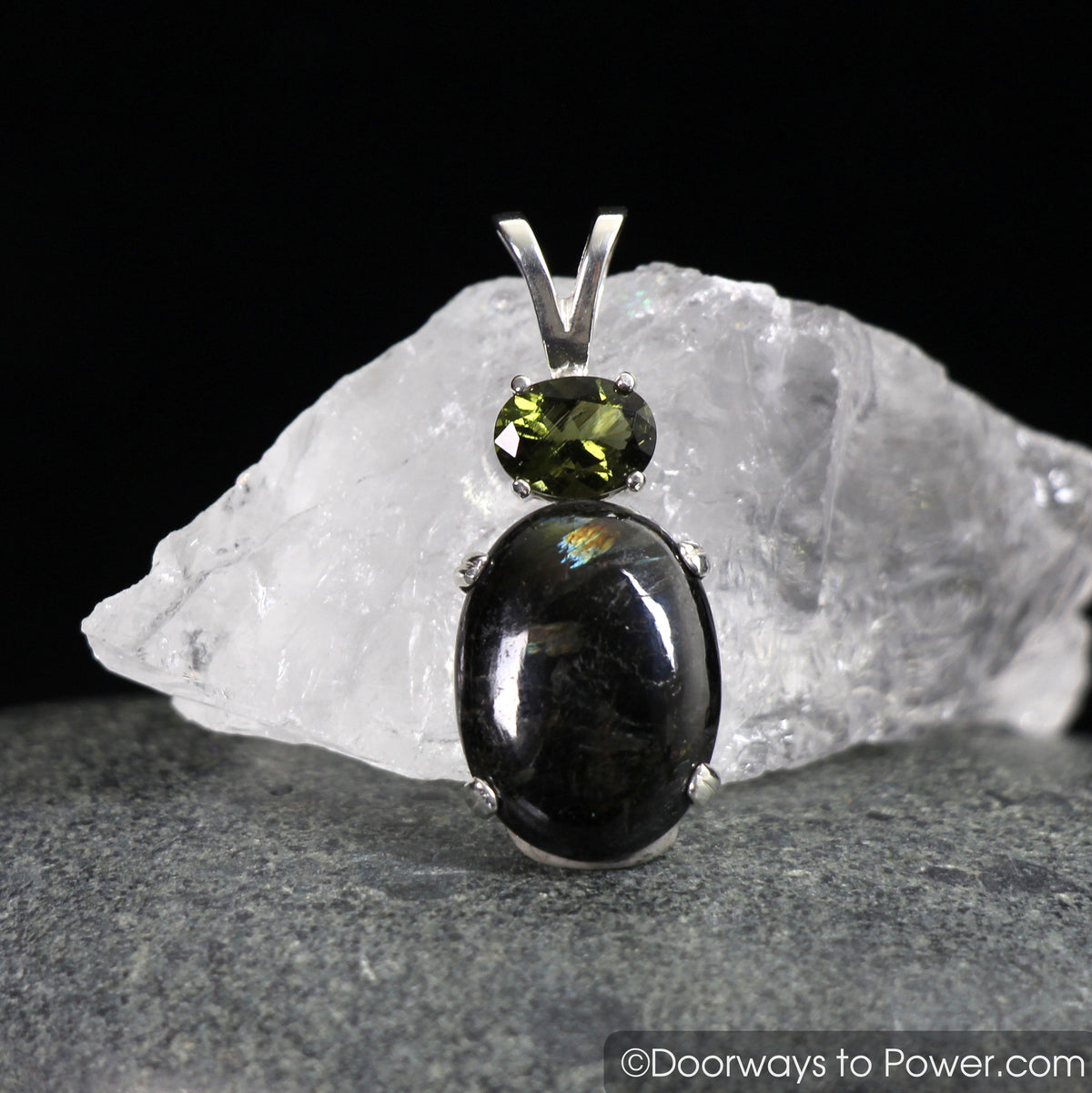 Nuummite Moldavite Pendant