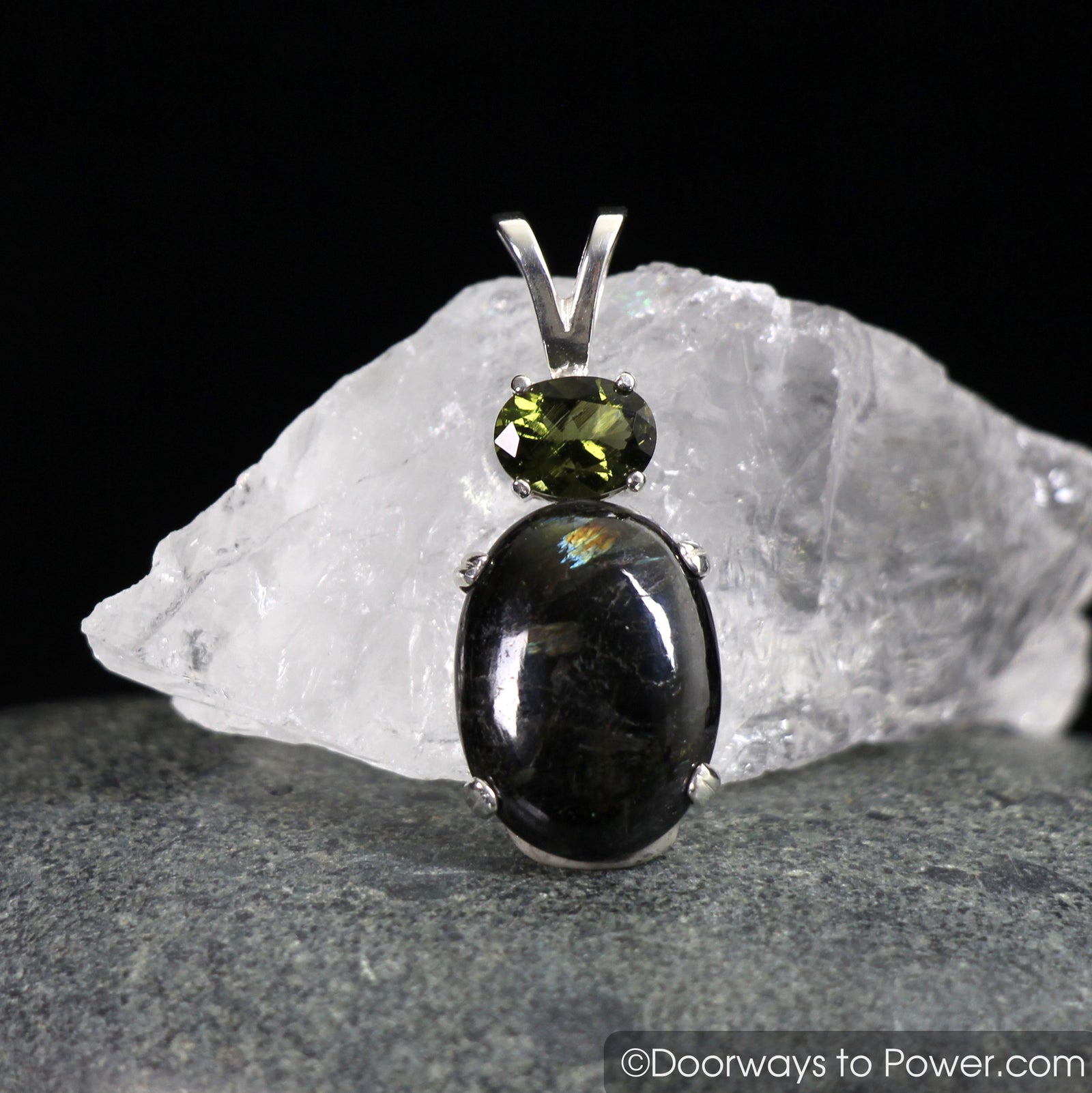 Nuummite Moldavite Pendant