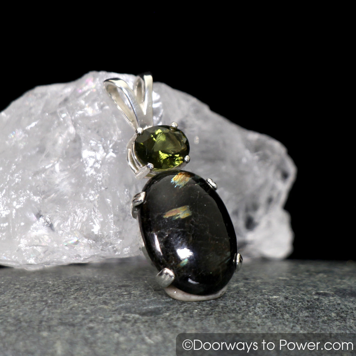 Nuummite Moldavite Pendant
