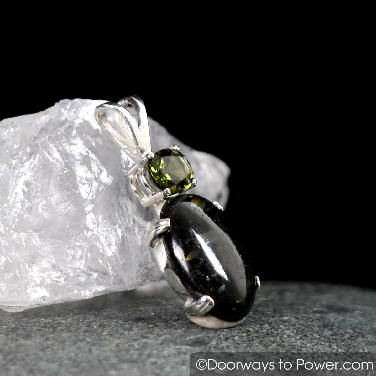 Nuummite Moldavite Pendant