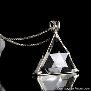 Clear Quartz Star of David Vogel Crystal Pendant .925 SS  'Protective Shield'