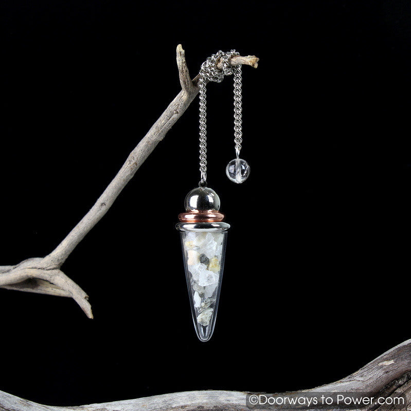 Phenacite Danburite Moldavite Ascension Pendulum .925 SS