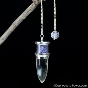Clear Quartz Tanzanite Crystal Pendulum .925 SS