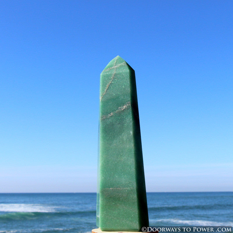 Green Aventurine John of God Blessed w/ Pyrite Crystal Point "Wealth & Prosperity"
