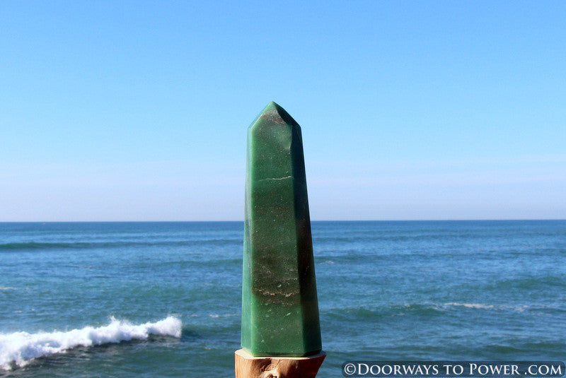 Green Aventurine John of God Blessed w/ Pyrite Crystal Point "Wealth & Prosperity"