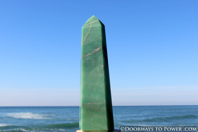 Green Aventurine John of God Blessed w/ Pyrite Crystal Point "Wealth & Prosperity"