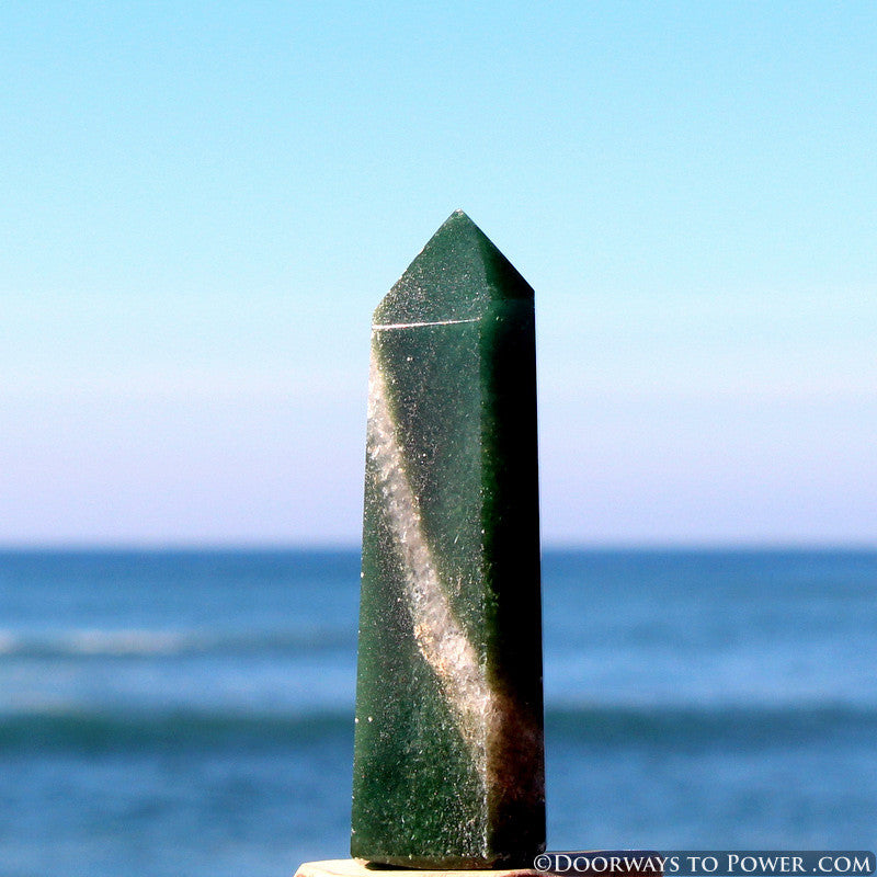 John of God Green Aventurine Pyrite & Quartz Channeling Crystal Point