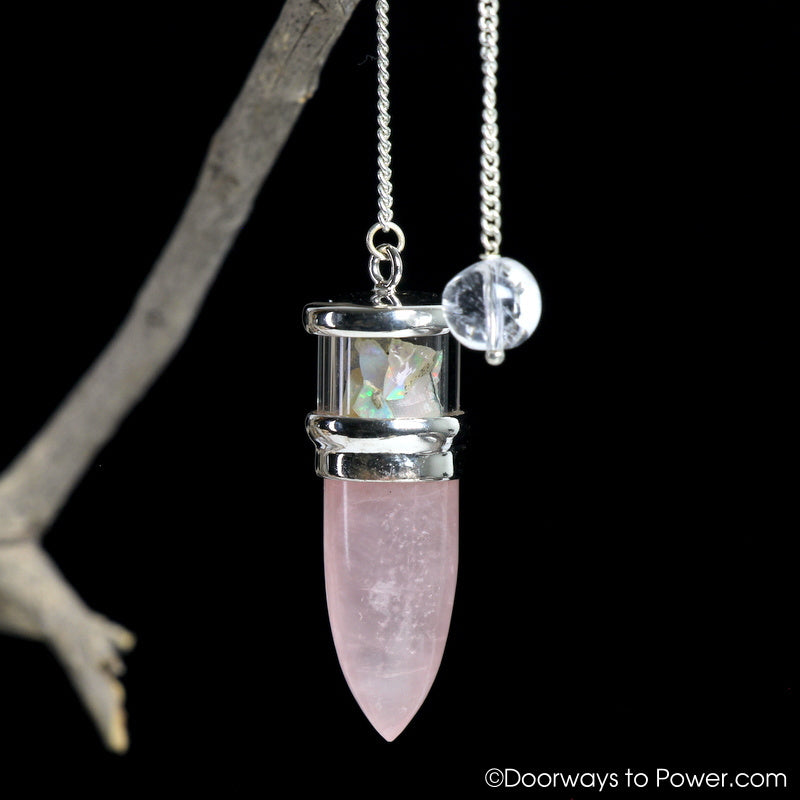 Rose Quartz & Opal pendulum .925 SS A ++ Top Quality