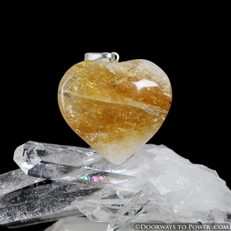John of God Citrine Casa Crystal Heart Pendants