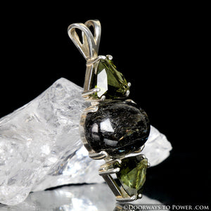 Nuummite Moldavite Gemstone Pendant "Powerful & Peerless"