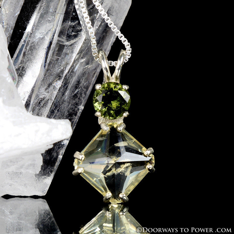 Golden Labradorite & Moldavite Mini Magician Stone Pendant