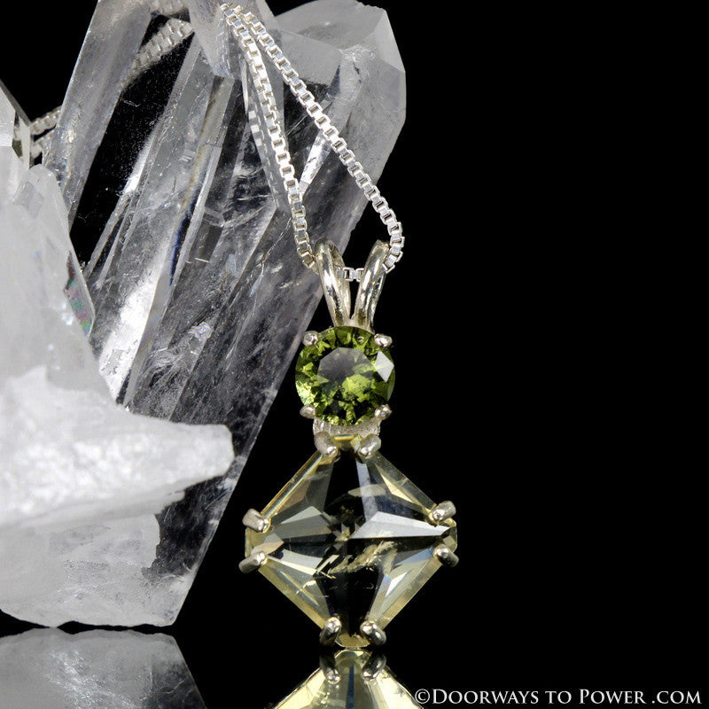 Golden Labradorite & Moldavite Mini Magician Stone Pendant