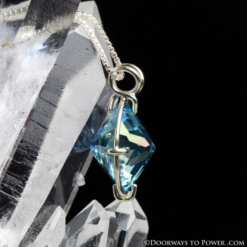 Aqua Aura Quartz Radiant Heart Pendant