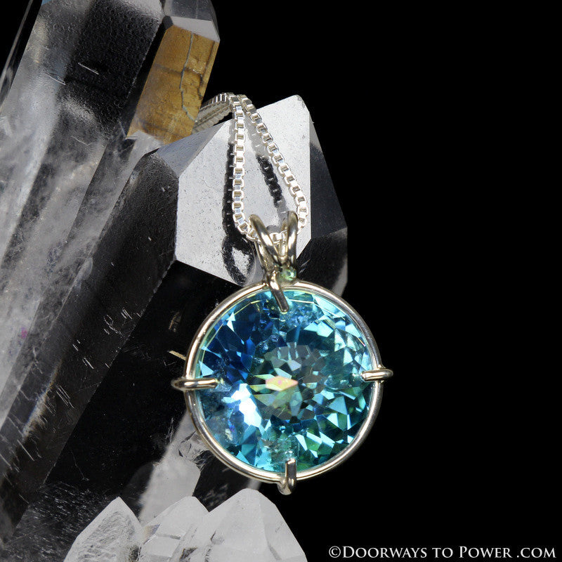 Aqua Aura Quartz Radiant Heart Pendant