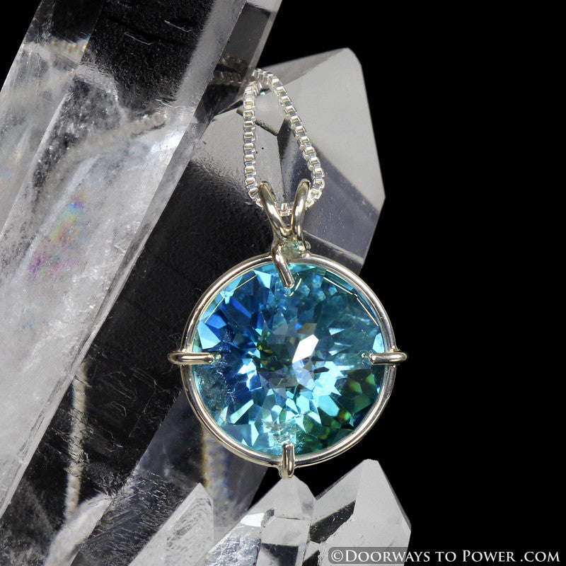 Aqua Aura Quartz Radiant Heart Pendant