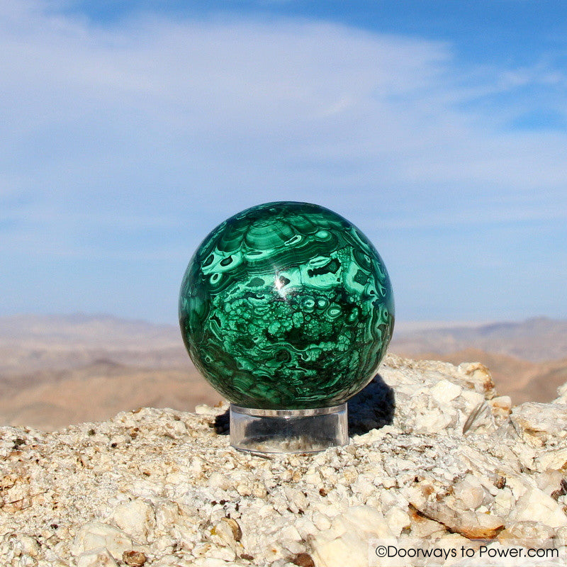 Malachite Crystal Sphere Congo 2.3" A +++ "Collectors Quality"