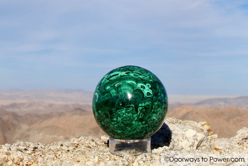 Malachite Crystal Sphere Congo 2.3" A +++ "Collectors Quality"