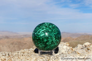 Malachite Crystal Sphere Congo 2.3" A +++ "Collectors Quality"