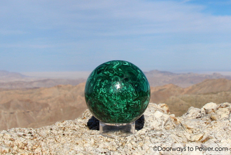 Malachite Crystal Sphere Congo 2.3" A +++ "Collectors Quality"