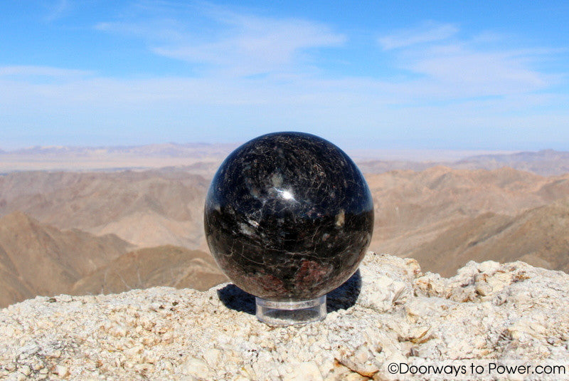Red Ruby & Black Tourmaline Crystal Sphere 3.8"