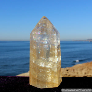 Golden Optical Calcite Crystal Point 5.8"