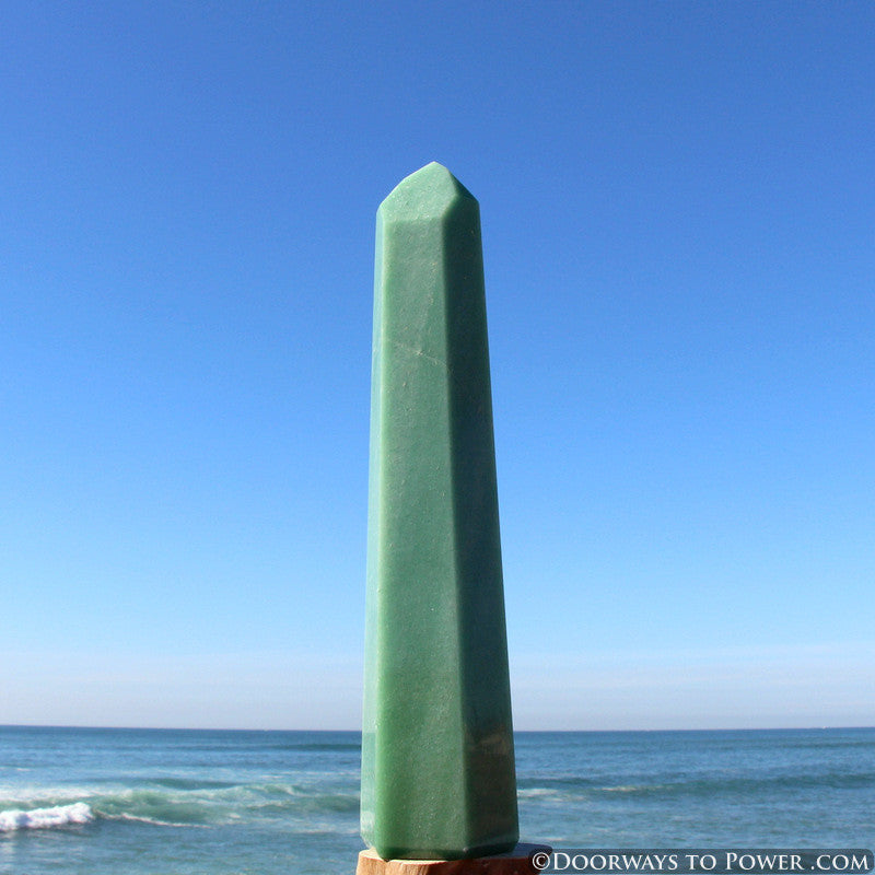 14.5" John of God Green Aventurine Casa Crystal Point "Wealth & Prosperity"