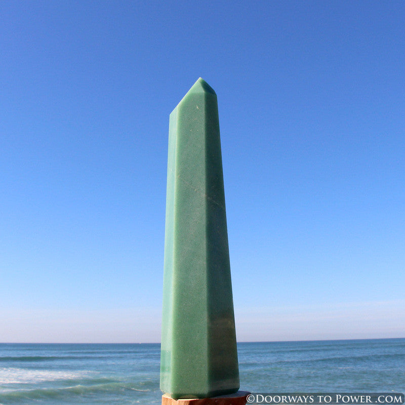 14.5" John of God Green Aventurine Casa Crystal Point "Wealth & Prosperity"