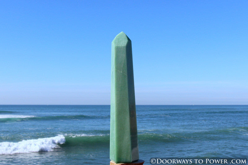 14.5" John of God Green Aventurine Casa Crystal Point "Wealth & Prosperity"