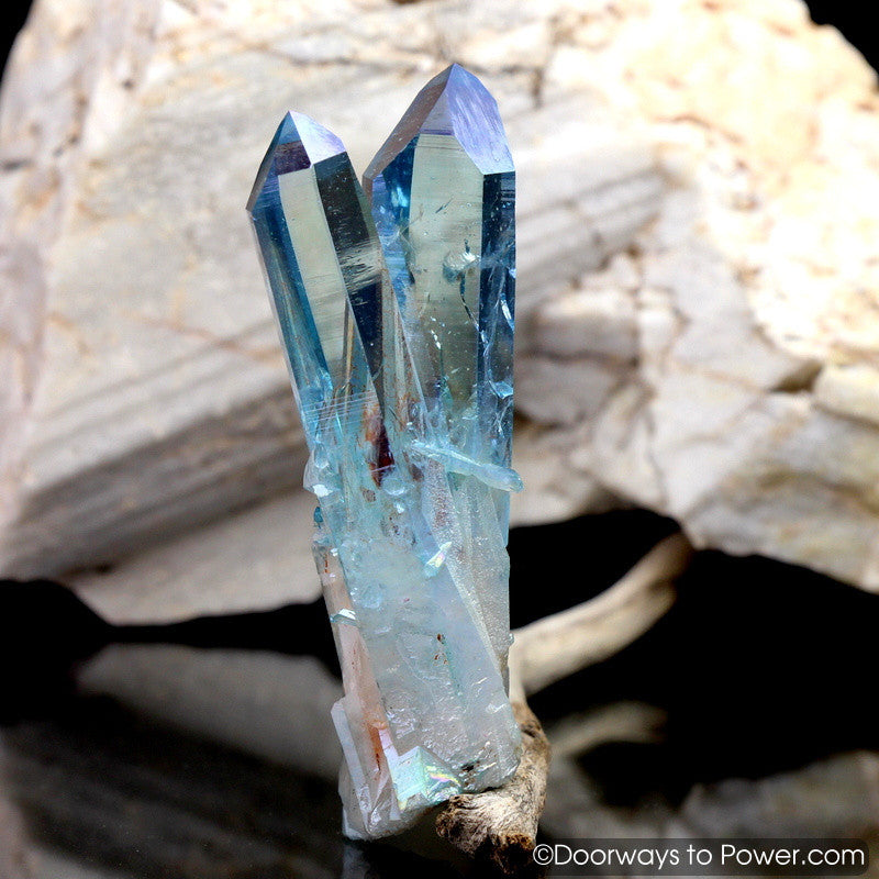 Aqua Aura Arkansas Quartz Pleiadian Starbrary Dow Twin Crystal Points