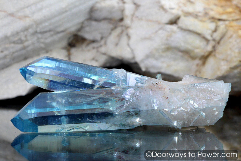 Aqua Aura Arkansas Quartz Pleiadian Starbrary Dow Twin Crystal Points
