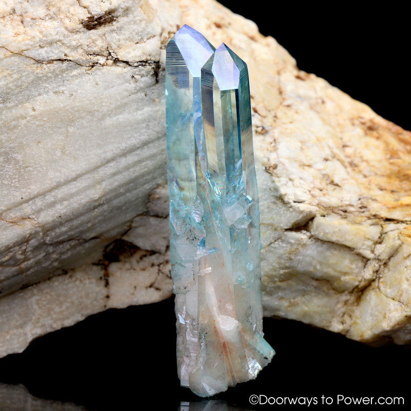 Aqua Aura Arkansas Quartz Pleiadian Starbrary Dow Twin Crystal Points