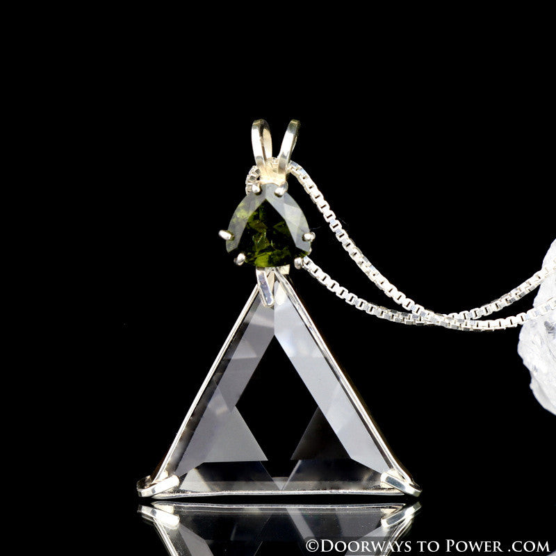 Clear Quartz & Moldavite Star of David Vogel Crystal Pendant