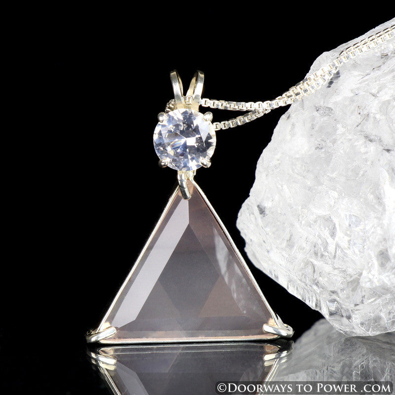 Rose Quartz & Danburite Star of David Vogel Crystal Pendant